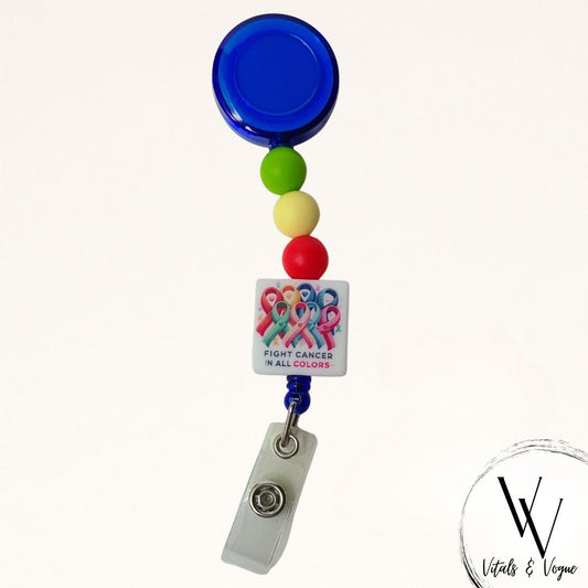 Fight Cancer in All Colors Beaded Badge Reel