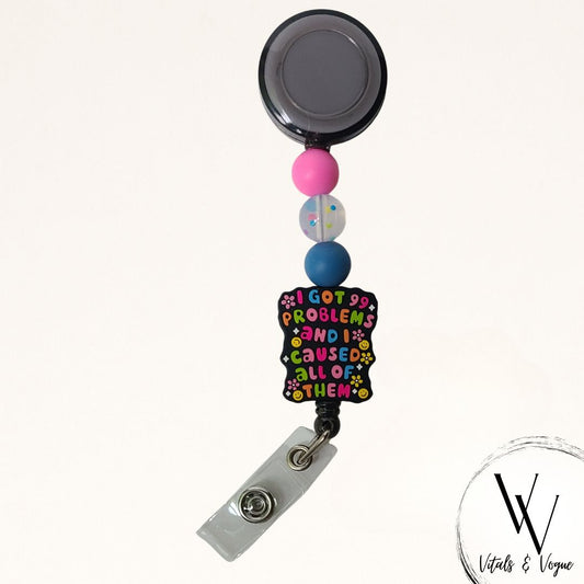 99 Problems Beaded Badge Reel