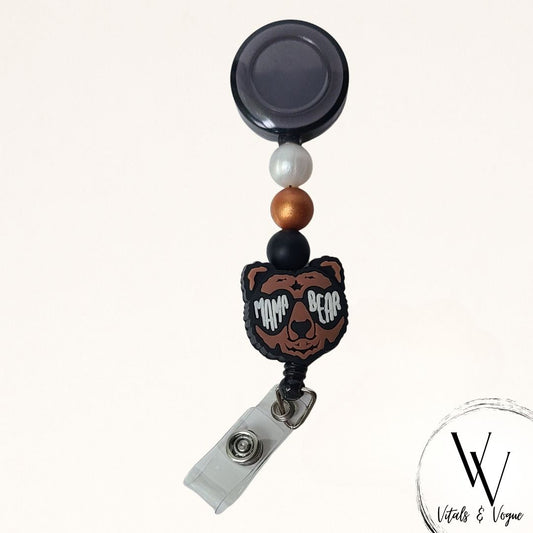 Mama Bear Beaded Badge Reel